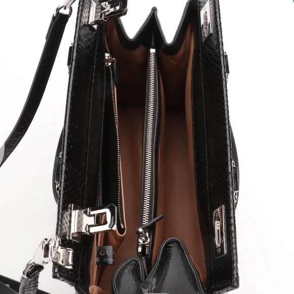 Gucci Zumi Crossbody Top Handle Python Bag- all leather interior in red black - Picture 3 of 16